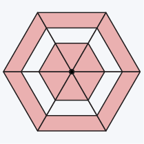 Icon showing a layered umbrella color pattern