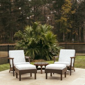 Bourbon Starter Package featuring two Bourbon chairs, two matching ottomans, and a coordinating Bourbon side table.