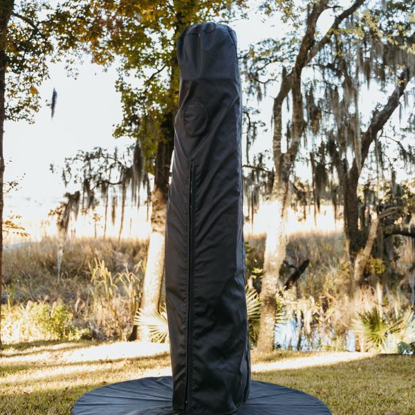 Black Palmetto Canopy Storage Cover on a Palmetto Umbrella.